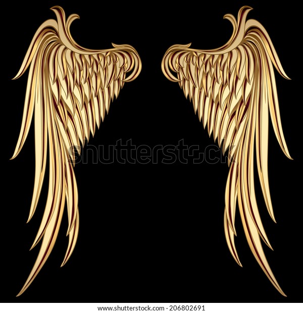 Golden Wings Stock Vector (Royalty Free) 206802691