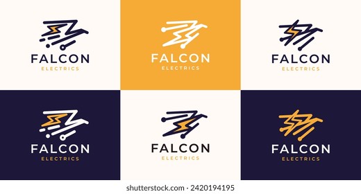 Golden Wings Bird, Classic Premium Falcon Hawk Eagle Vintage logo design with electric concepts.