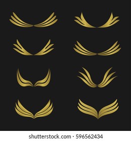 Golden Wings emblem. Fly aircraft symbol, Vector illustration