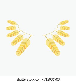 Golden wings isolated on white. Flat vector stock illustration