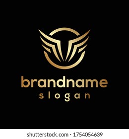 vector de diseño del logotipo de alas doradas