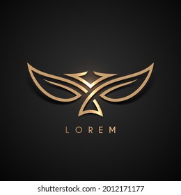 Golden wings logo template on black background