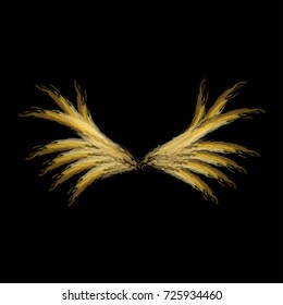 Golden wings on black background
