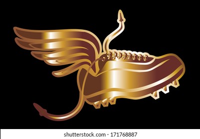 golden wings Soccer boots vector art