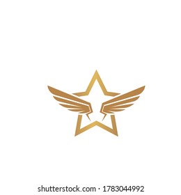 golden wings with star icon vector illustration design 