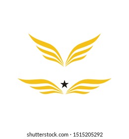 Golden Wings and Star logo design