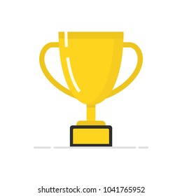 Golden winner cup. Trophy cup. Flat cartoon icon. Vector illustration.