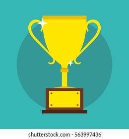 Golden winner cup. Trophy cup. Flat vector icon.