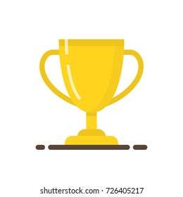 Golden winner cup. Trophy cup. Flat cartoon style. Vector illustration.