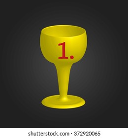 Golden winner cup, victory trophy for the winner, eps10. Stock vector.
