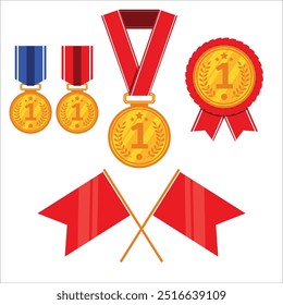 golden winner first place medal set