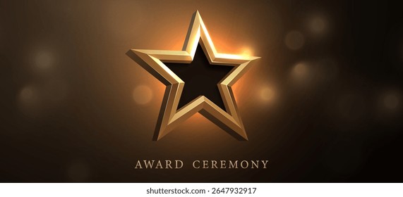 Estrela vencedora dourada. Conceito de vitória, conquista, sucesso, recompensa do vencedor. Ilustração vetorial