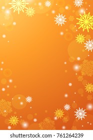 Golden winter background. Snowfall and festive lights. Christmas background. New Year.Vector ilustration.Eps 10.