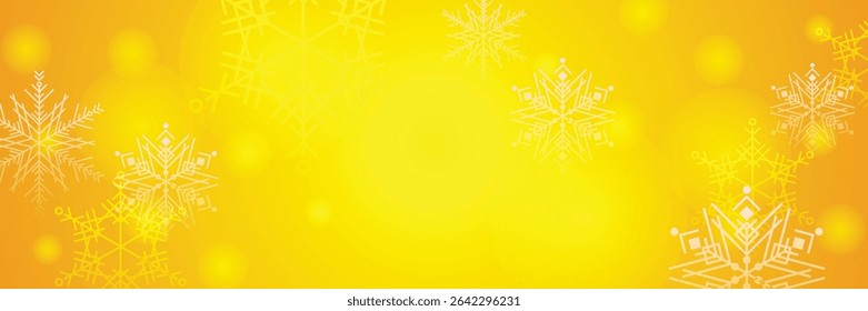 Golden Winter Background with White Snowflakes, Vector Illustration