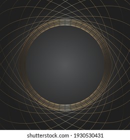 golden wire shapes on the black background