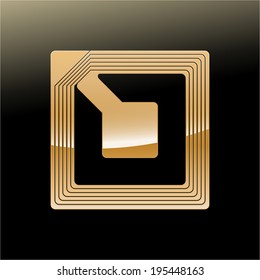 Golden Wireless Tag Used For RFID Purposes, Vector Graphic