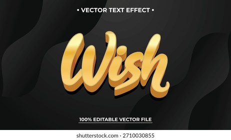 Efecto de texto de Golden Wish sobre fondo Abstractas oscuro Diseño de Vector editable