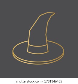 golden witch hat icon- vector illustration