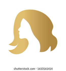 golden woman with lush hair icon- vector illustration