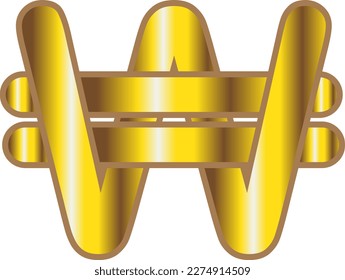 golden won vector currency logo