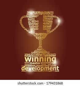 Golden word cloud cup prize 