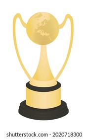 Golden World Globe Trophy. Vector Illustration