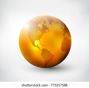 Golden world globe.Vector gold earth icon.