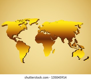 Golden world map