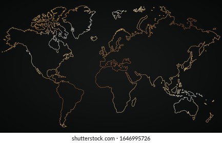 goldene Weltkarte auf dunklem Hintergrund