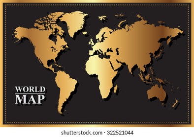 Golden World Mapvector Illustration Stock Vector (Royalty Free) 322521044