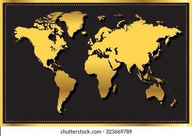Golden world map.Vector illustration