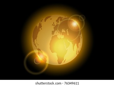 golden world on the dark background