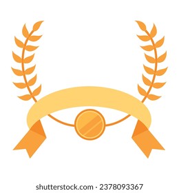 golden wreath and ribbon vector isolated