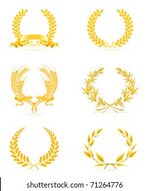 Golden wreath set, vector icon