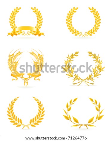 Golden wreath set, vector icon