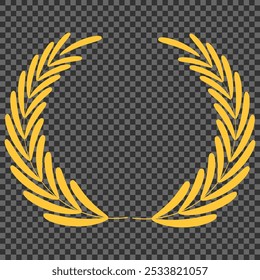 Golden wreaths and branches with leaves. Hand drawing laurel wreaths and branches collection. Laurels wreaths, swirls, twigs and flower ornaments. Herbs, flowers and plants elements. Design elements.