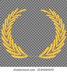 Golden wreaths and branches with leaves. Hand drawing laurel wreaths and branches collection. Laurels wreaths, swirls, twigs and flower ornaments. Herbs, flowers and plants elements. Design elements.