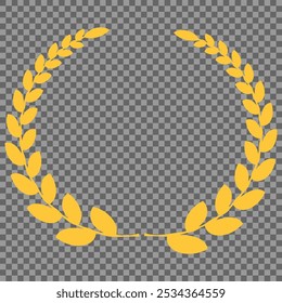 Golden wreaths and branches with leaves. Hand drawing laurel wreaths and branches collection. Laurels wreaths, swirls, twigs and flower ornaments. Herbs, flowers and plants elements. Design elements.