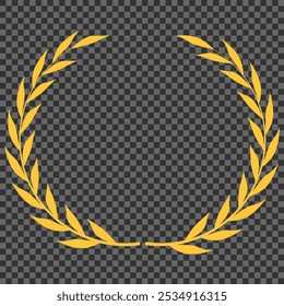 Golden wreaths and branches with leaves. Hand drawing laurel wreaths and branches collection. Laurels wreaths, swirls, twigs and flower ornaments. Herbs, flowers and plants elements. Design elements.
