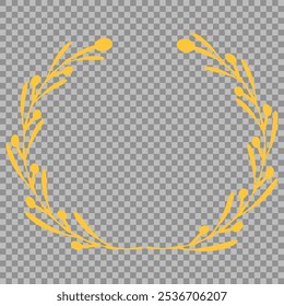 Golden wreaths and branches with leaves. Hand drawing laurel wreaths and branches collection. Laurels wreaths, swirls, twigs and flower ornaments. Herbs, flowers and plants elements. Design elements.
