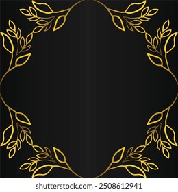 Golden wreaths on black background. Vector illustration.