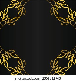 Golden wreaths on black background. Vector illustration.