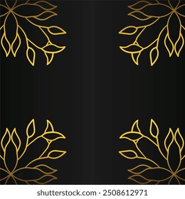 Golden wreaths on black background. Vector illustration.