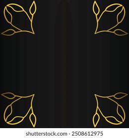Golden wreaths on black background. Vector illustration.