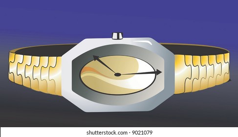 golden wrist watch	