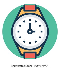 
Golden wrist Watch with circle background Vector Icon
