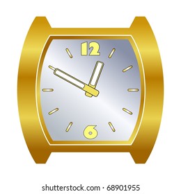 Golden wristwatch. Vector