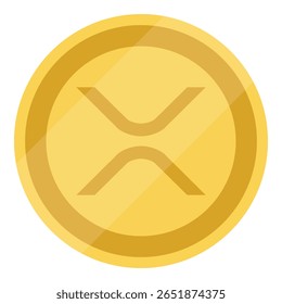 Moeda de criptomoeda XRP dourada isolada no fundo branco. XRP Ledger do projeto do logotipo Ripple Labs. Ilustração vetorial