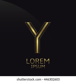Golden Y letter. Business Y letter logo. Luxury concept. Logo template for business company. Vector illustration