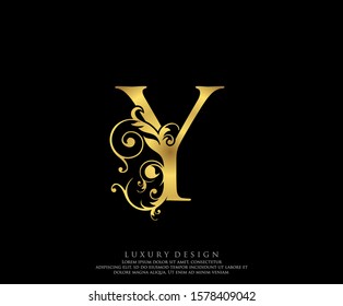 Golden Y Luxury Logo Icon, Vintage Letter Logo Design.